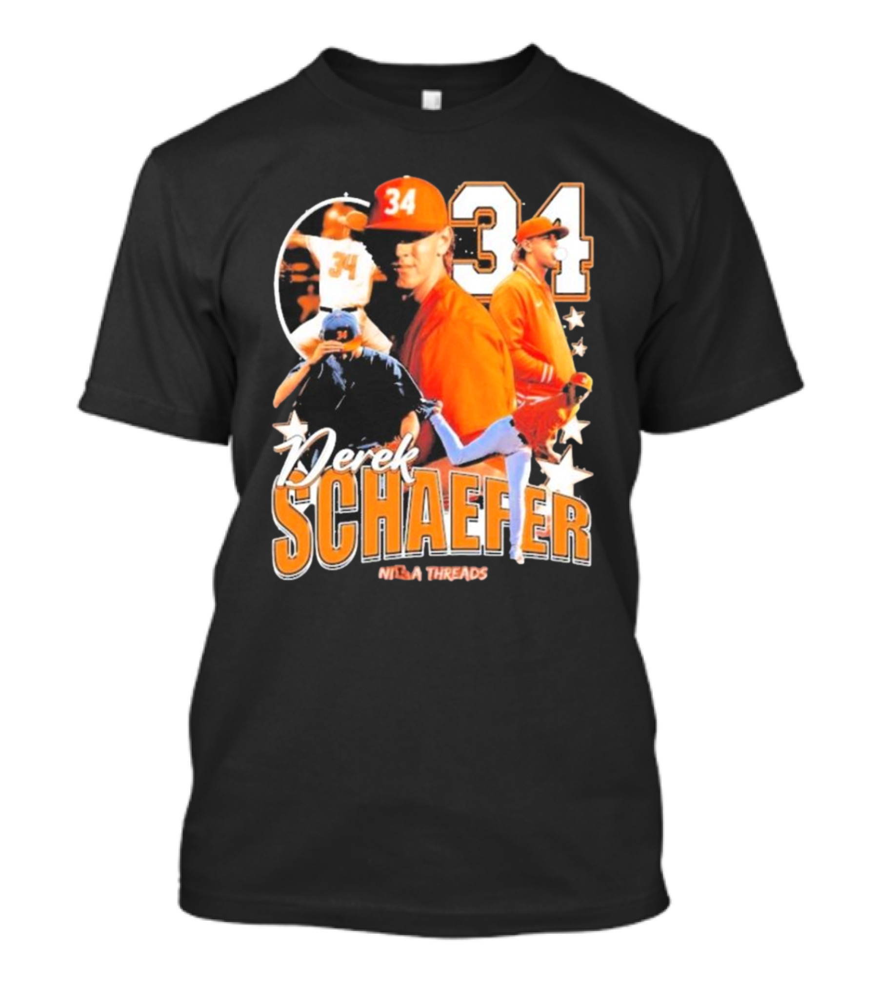 Derek Schaefer 34 Ninja Threads Baseball Star Athletic T-Shirt