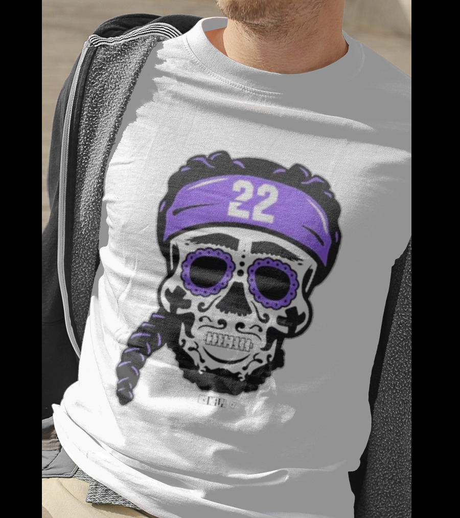 Derrick Henry 22 NFLPA Sugar Skull Baltimore Ravens Braids T-Shirt