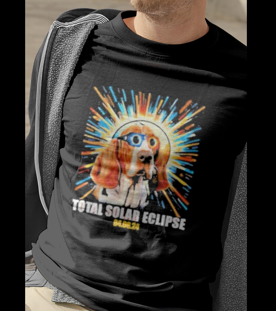 Total Solar Eclipse Dog Wearing Eclipse Glasses 04.08.24 T-Shirt