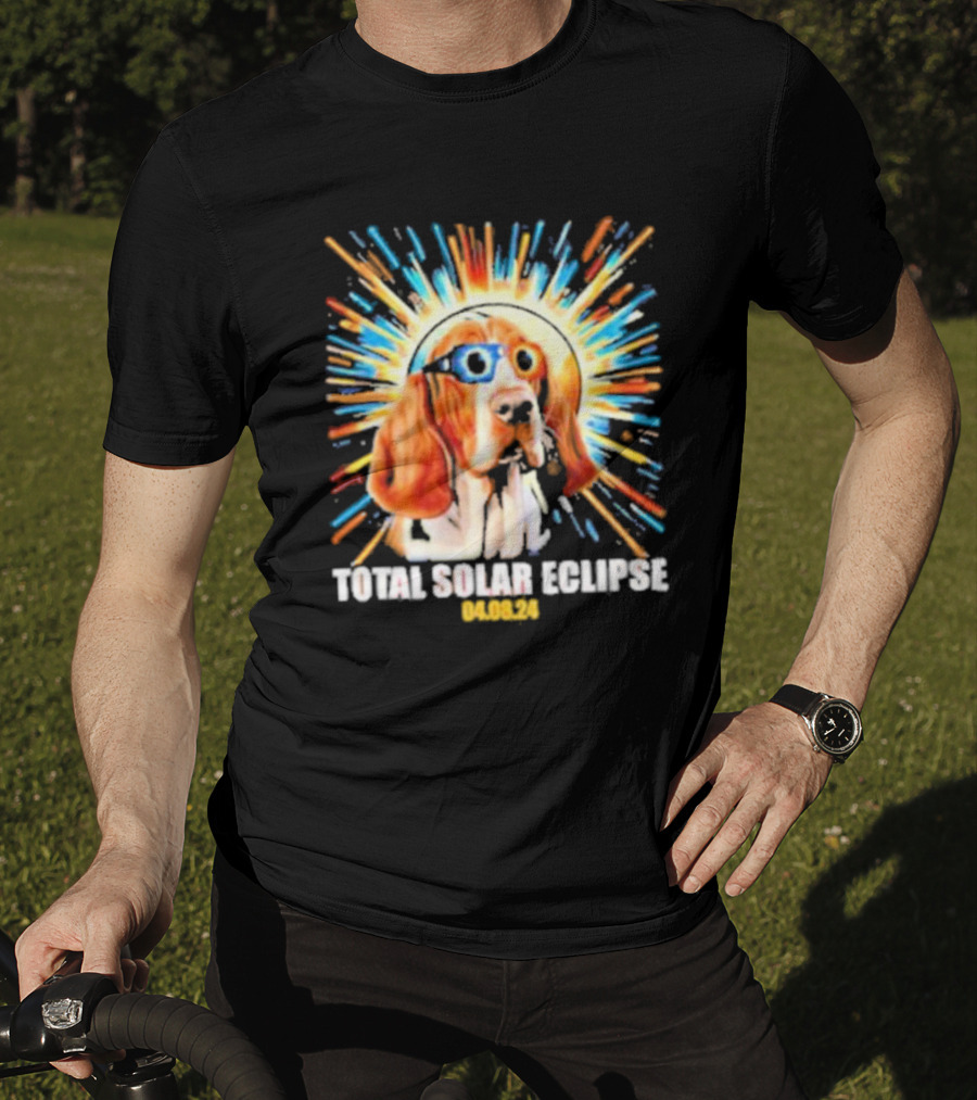 Total Solar Eclipse Dog Wearing Eclipse Glasses 04.08.24 T-Shirt