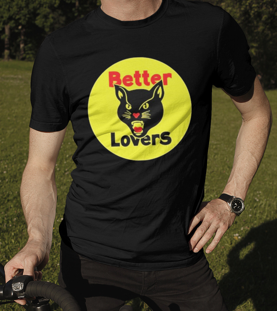 Better Lovers Band Better Lovers Black Cat Bootleg Better Lovers Black Cat Yellow Circle T-Shirt