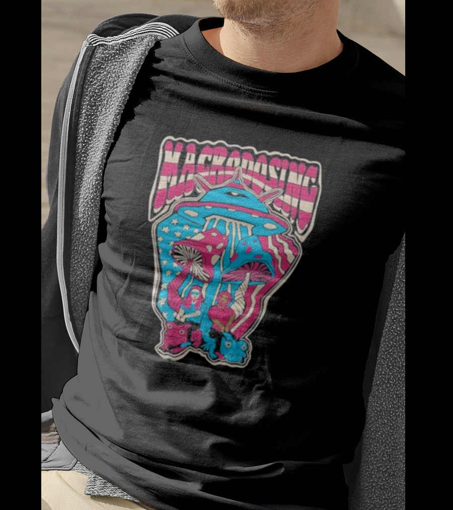 Macrodosing USA Psychedelic UFO And Mushroom T-Shirt