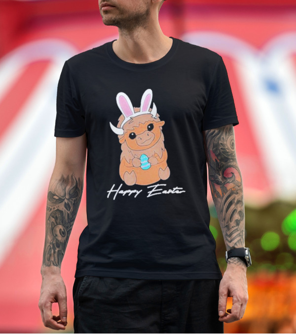 Premium T-Shirt: Happy Easter Buffalo Bunny with Ears and Egg T-Shirt Happy Easter Buffalo Bunny with Ears and Egg T-Shirt