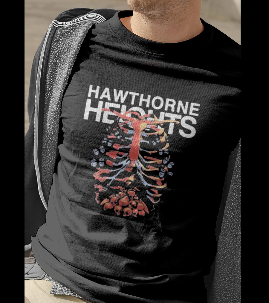 Hawthorne Heights Ribcage Skeleton Skulls T-Shirt