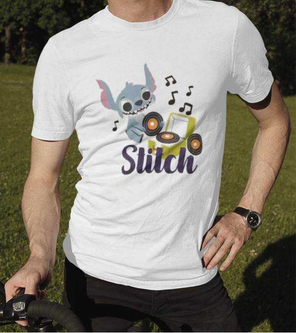 Her Universe Disney Stitch Record Player Isometric Ringer T-Shirt