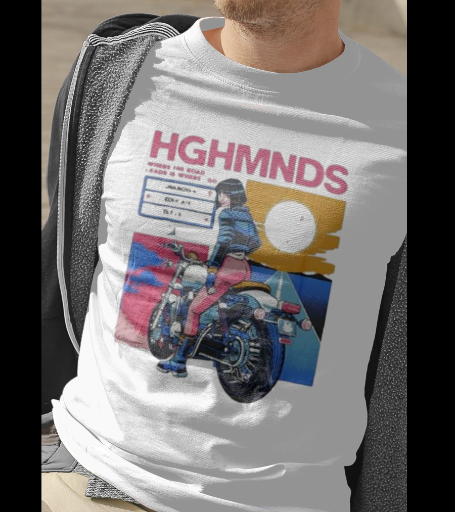 Hghmnds Where The Road Leads Is Where I Go Unknown Educate Elevate Biker Anime Style Moon Sun Desert Journey T-Shirt