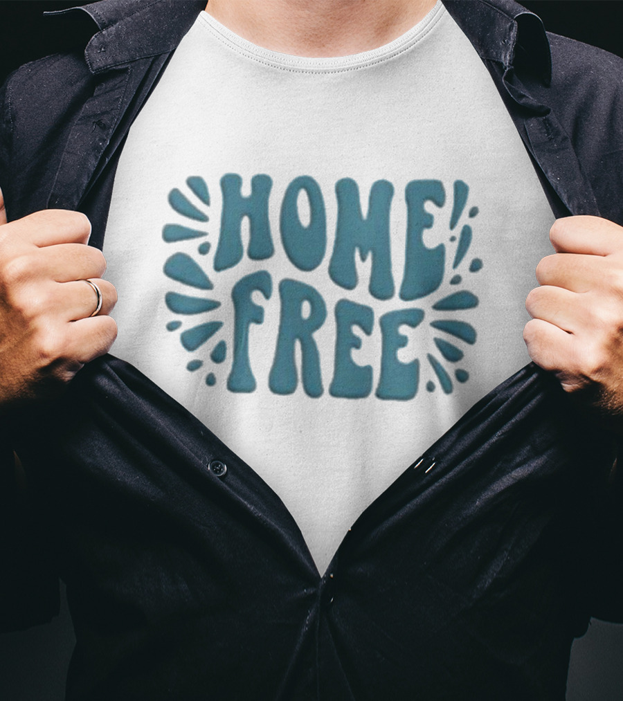 Home Free Emblem Logo Puff Text With Blue Accents T-Shirt