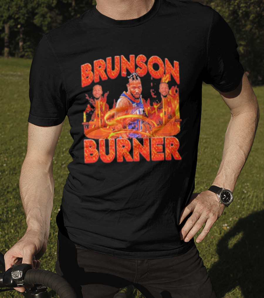 Brunson Burner Basketball Flames Iconic Player NBA T-Shirt
