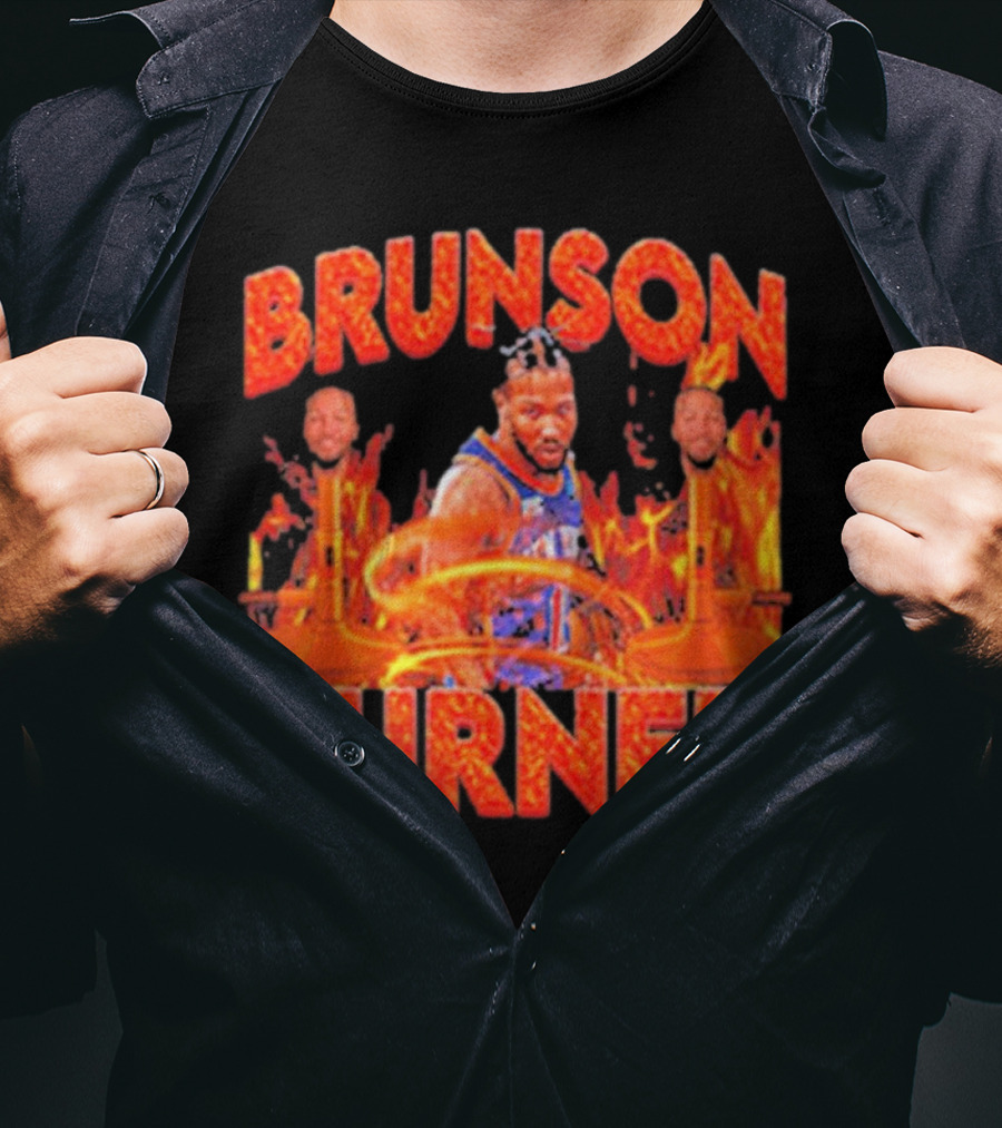 Brunson Burner Basketball Flames Iconic Player NBA T-Shirt