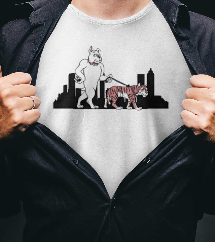 Design Ga Tiger Walk Pocket Bulldog Skyline T-Shirt