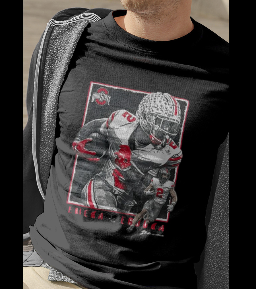 Ohio State Egbuka Football Action Run T-Shirt