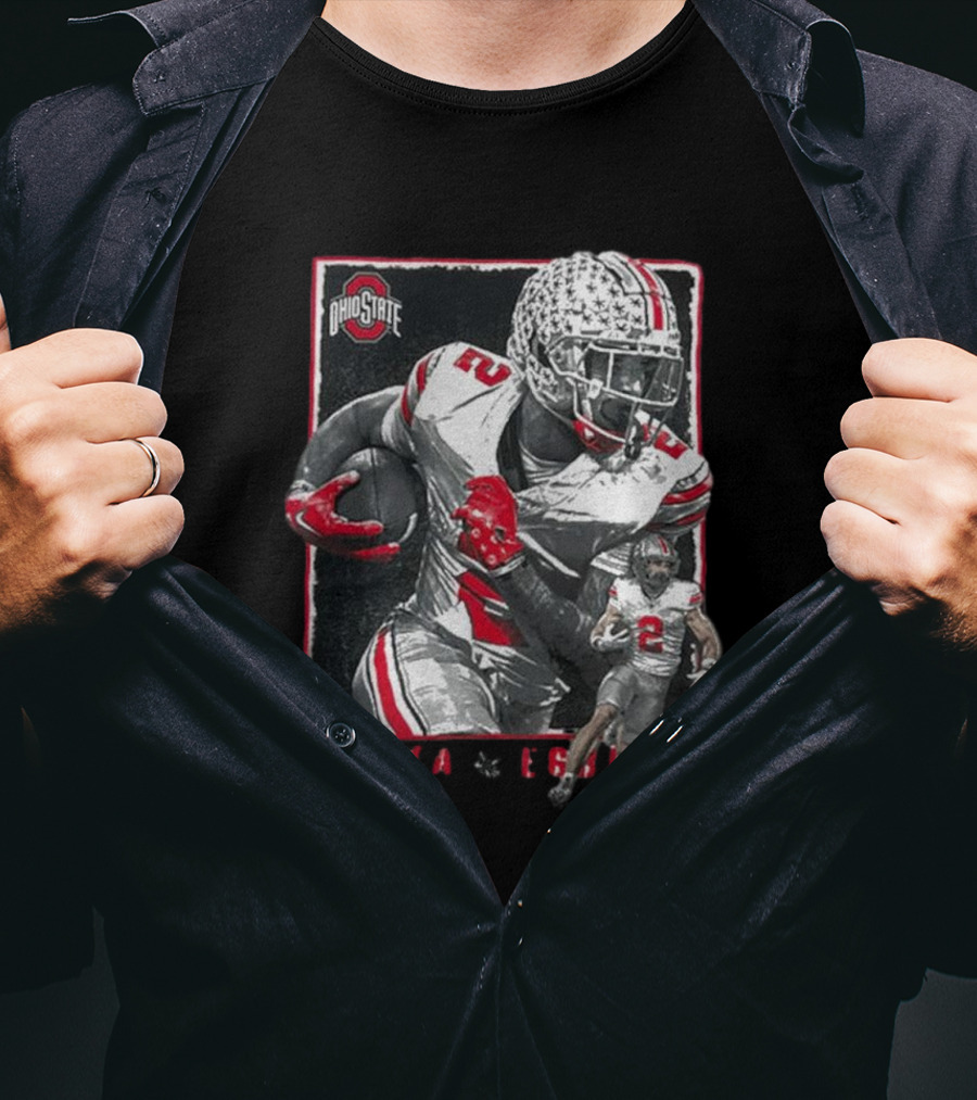 Ohio State Egbuka Football Action Run T-Shirt