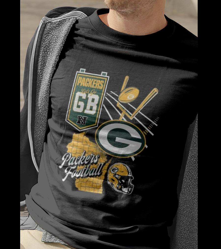 Packers Let's Go GB Football Green Bay Packers Split Zone T-Shirt