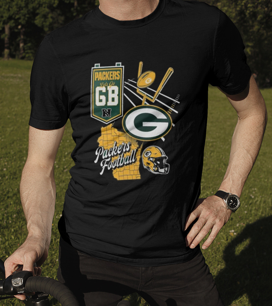 Packers Let's Go GB Football Green Bay Packers Split Zone T-Shirt