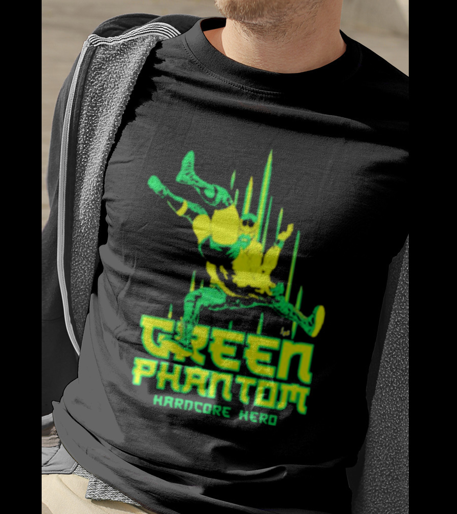 Green Phantom Hardcore Hero Wrestler Action T-Shirt