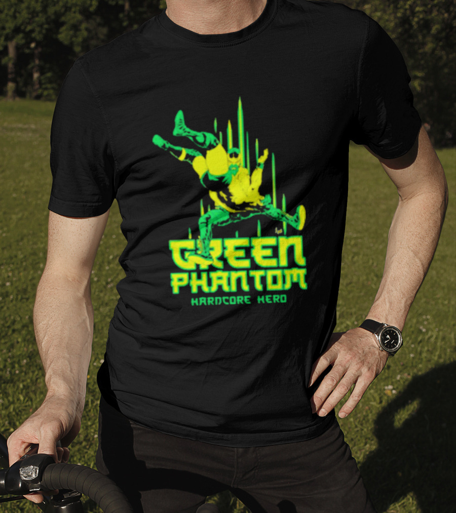 Green Phantom Hardcore Hero Wrestler Action T-Shirt