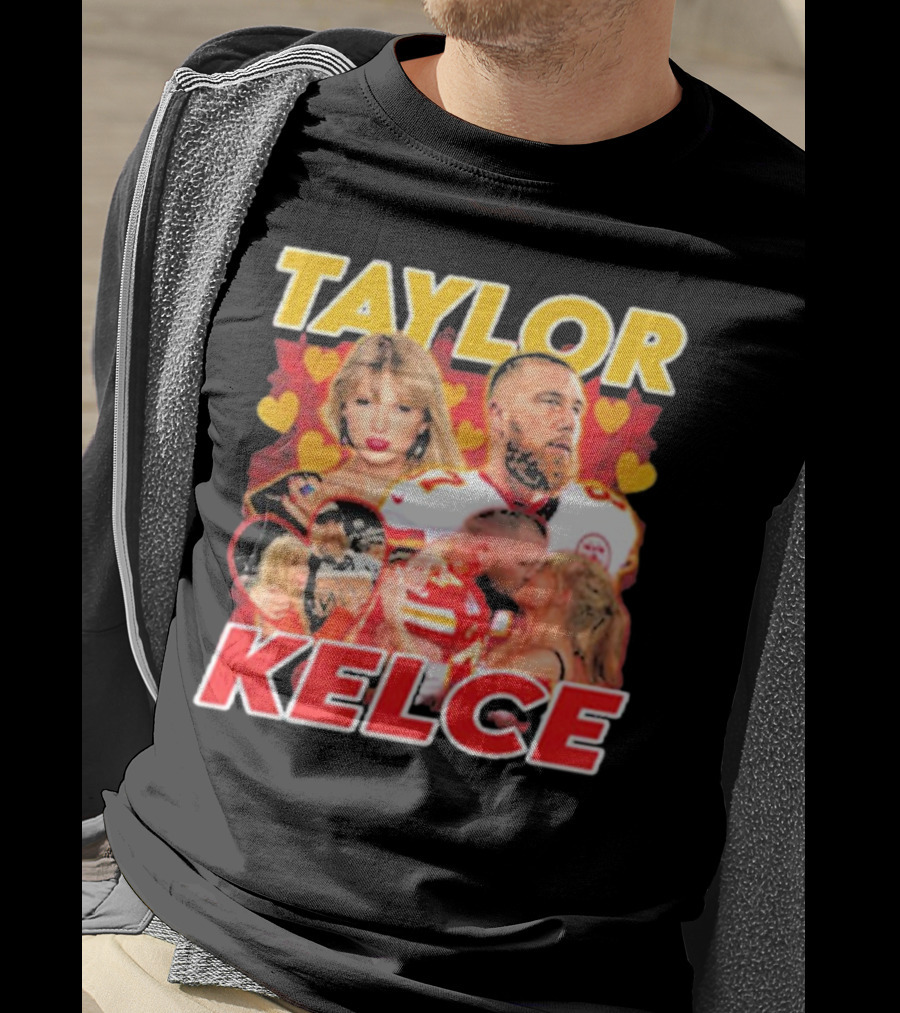 Taylor Kelce Football Love Hearts Chiefs Player Blonde Woman T-Shirt