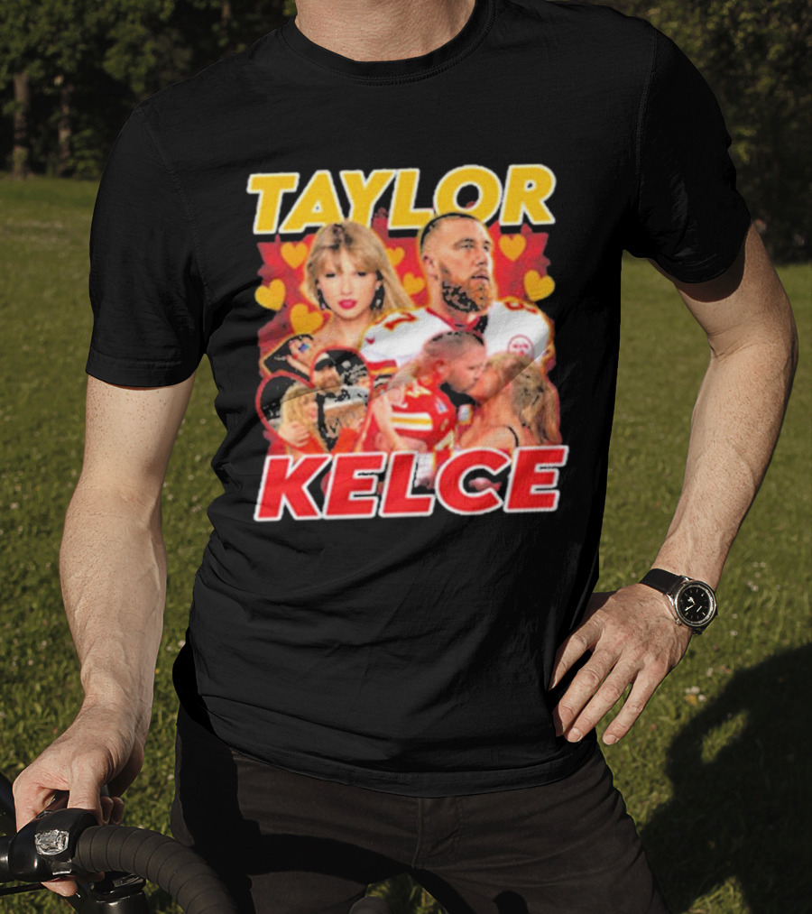 Taylor Kelce Football Love Hearts Chiefs Player Blonde Woman T-Shirt