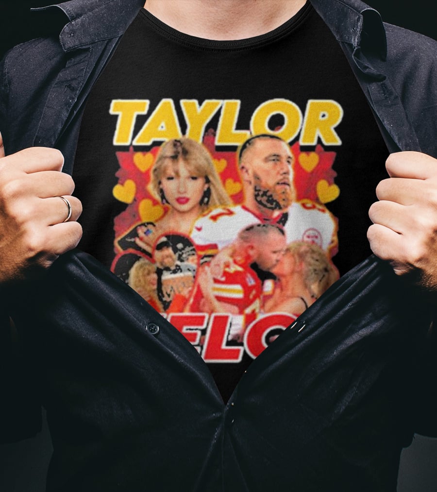 Taylor Kelce Football Love Hearts Chiefs Player Blonde Woman T-Shirt