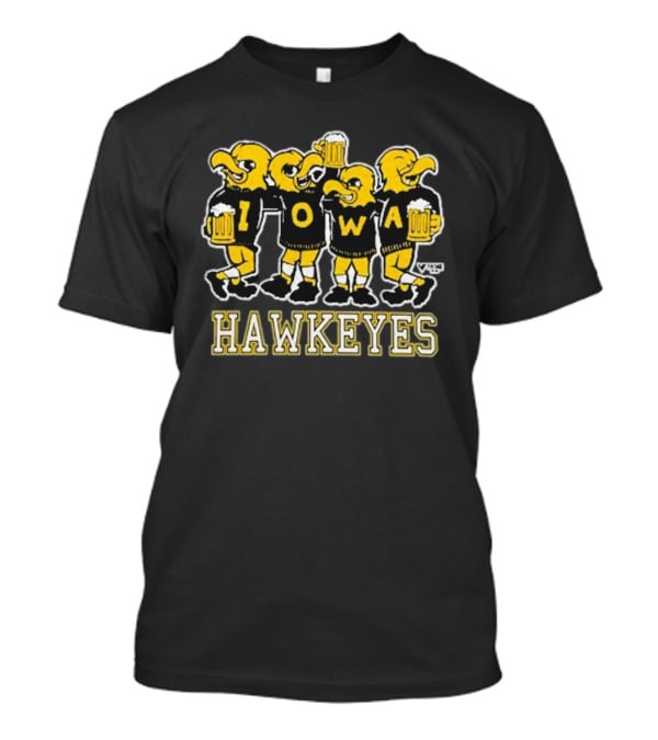 Vintage Iowa Hawkeyes Drinking Eagle Mascots T-Shirt