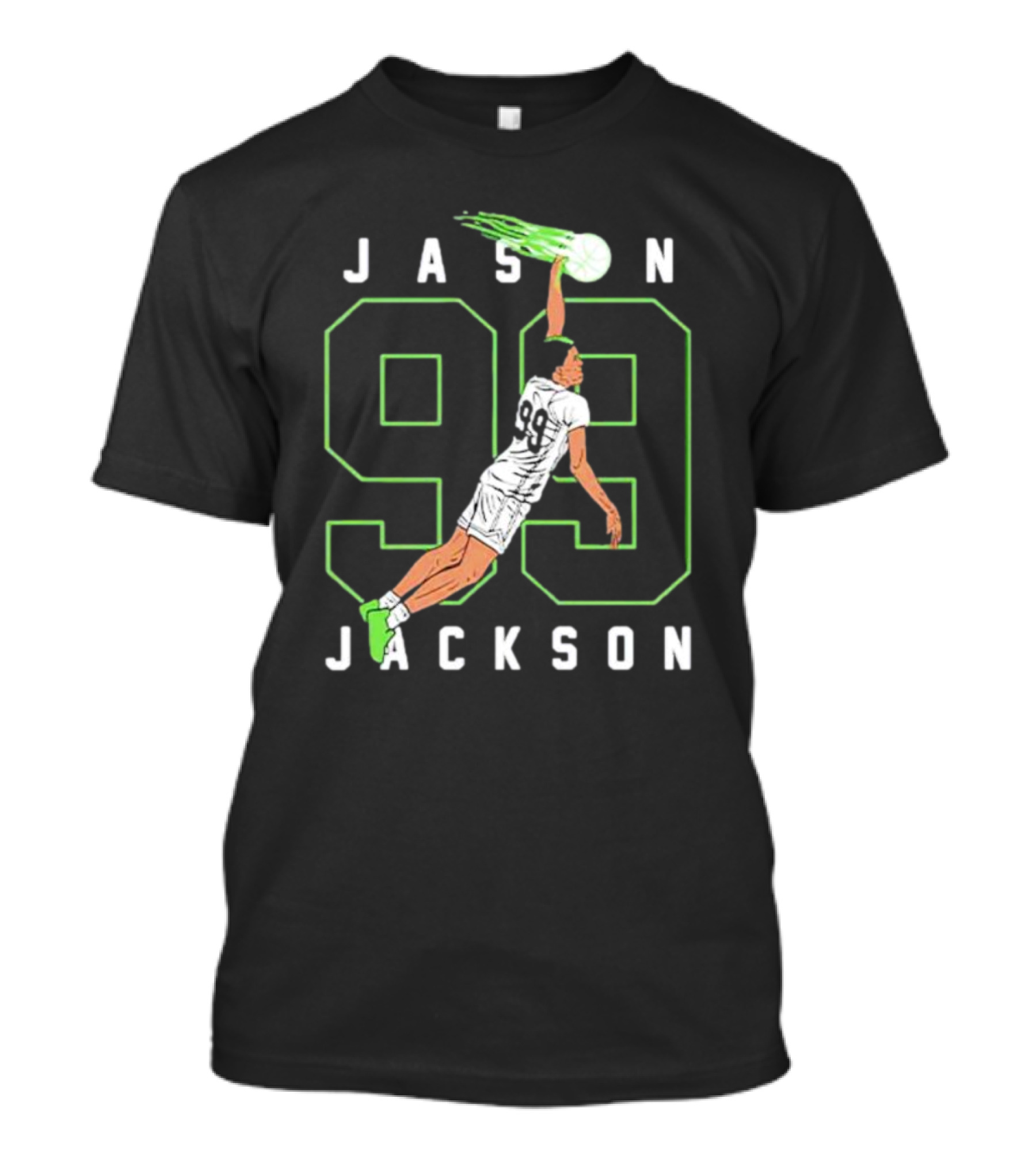 JASON JACKSON 99 Basketball Slam Dunk Caricature T-Shirt