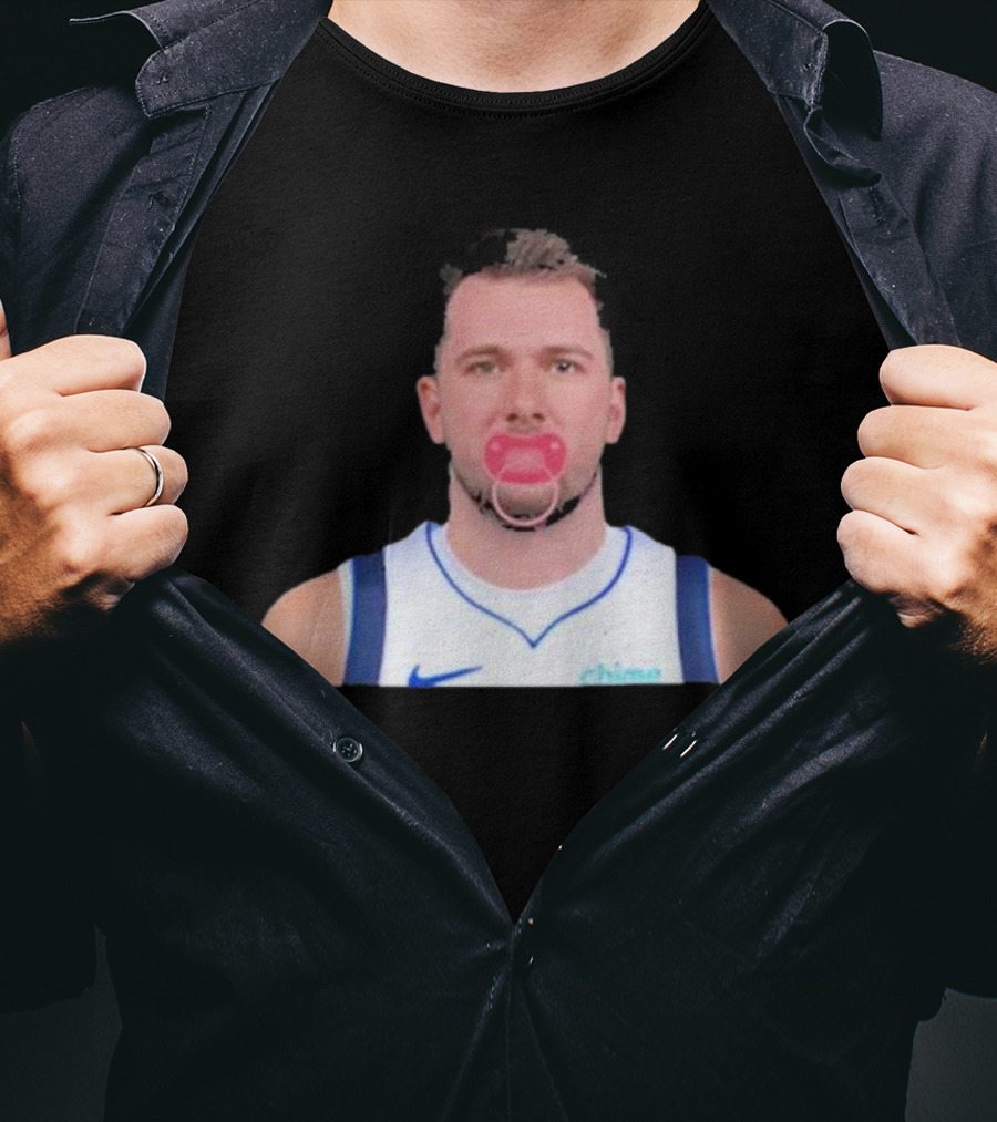 Luka Dončić Pacifier Parody Blue Jersey T-Shirt
