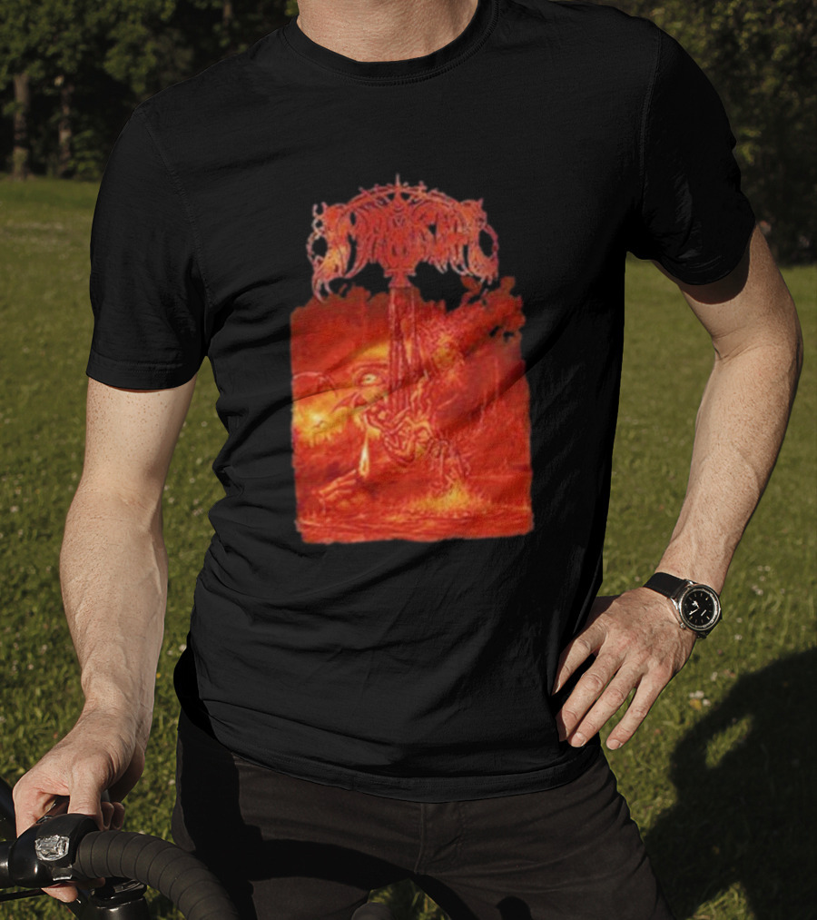 Immortal Damned In Black Fiery Red Scene T-Shirt