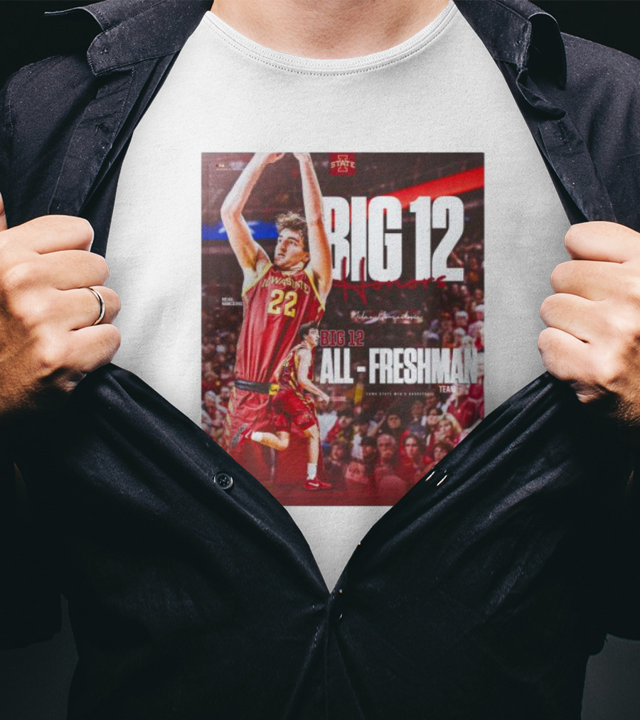 Iowa State Cyclones Men's Basketball Big 12 Honors Milan Momcilovic All Freshman Team T-Shirt
