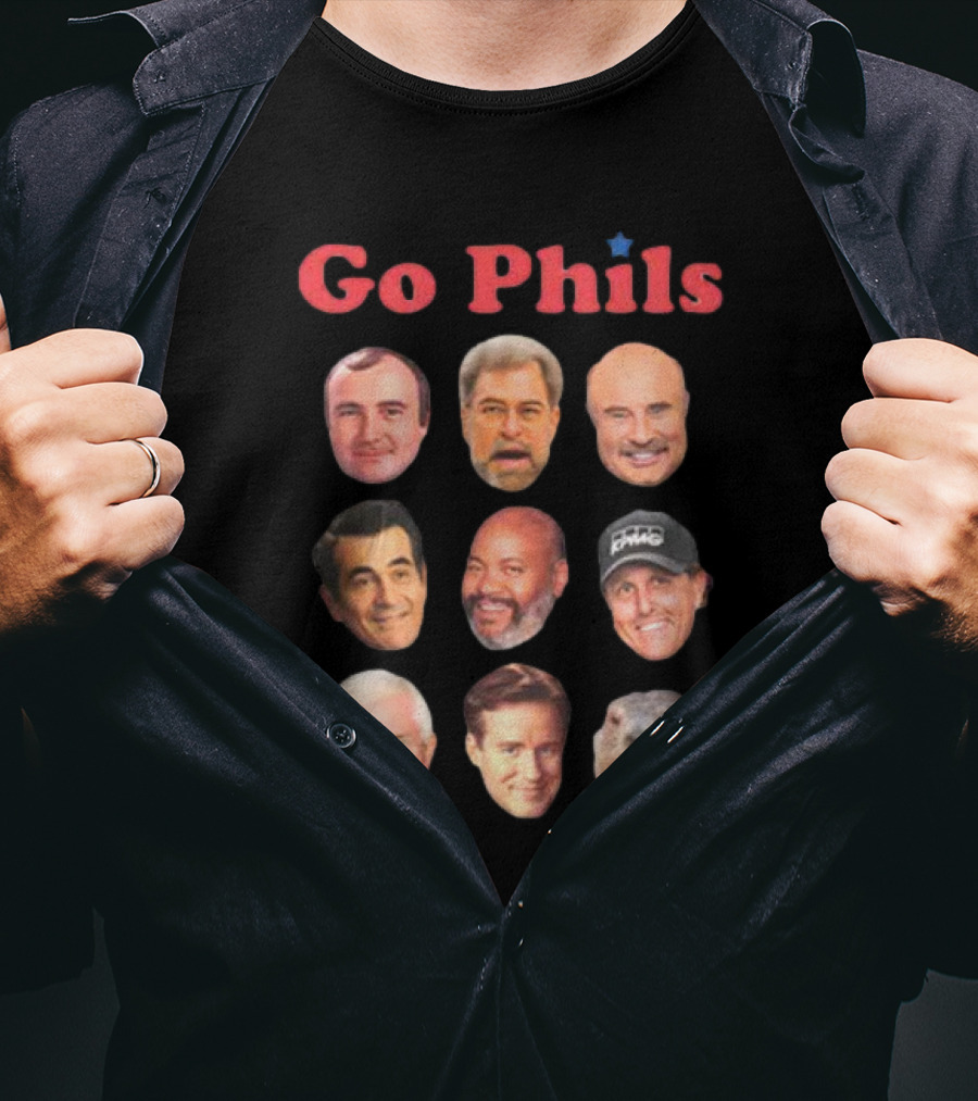 Go Phils Faces Featuring History Of Phillips Head Coaches T-Shirt