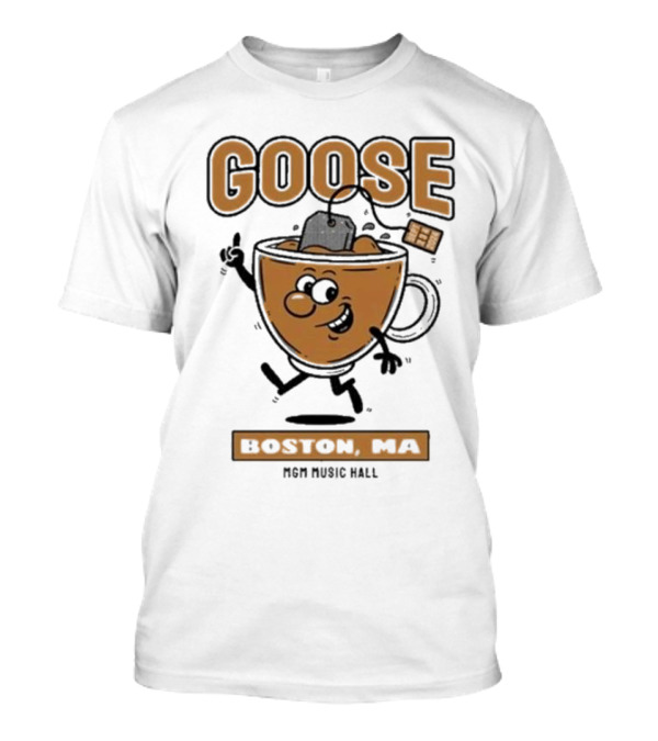Goose Boston MA 2024 At MGM Music Hall Event Graphic With Animated Coffee Cup T-Shirt