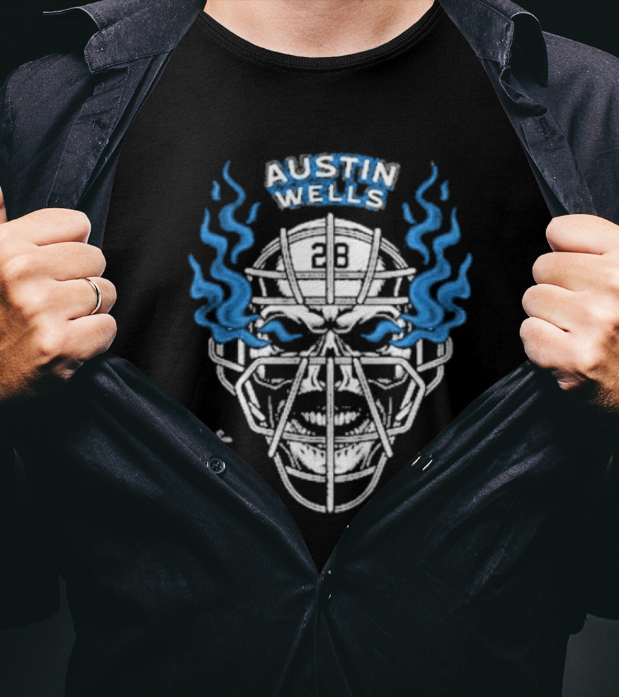 Stone Cold Austin Wells Skull Mask Flames 28 T-Shirt