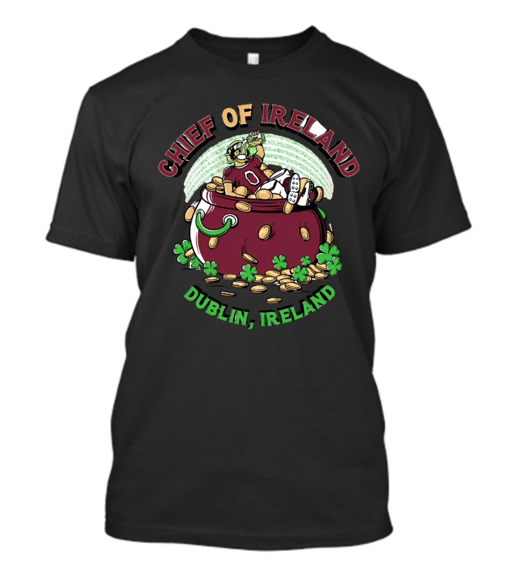 Chief Of Ireland Dublin Ireland Pot Of Gold Football Player T-Shirt