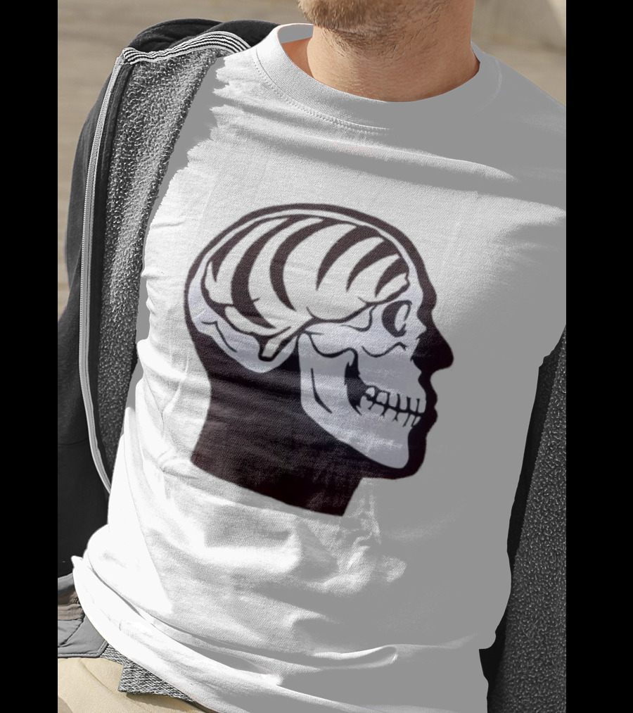 Bengal Brain Skull With Orange Highlights T-Shirt