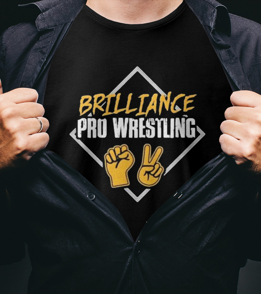 BRILLIANCE PRO WRESTLING Fist And Peace Gesture T-Shirt