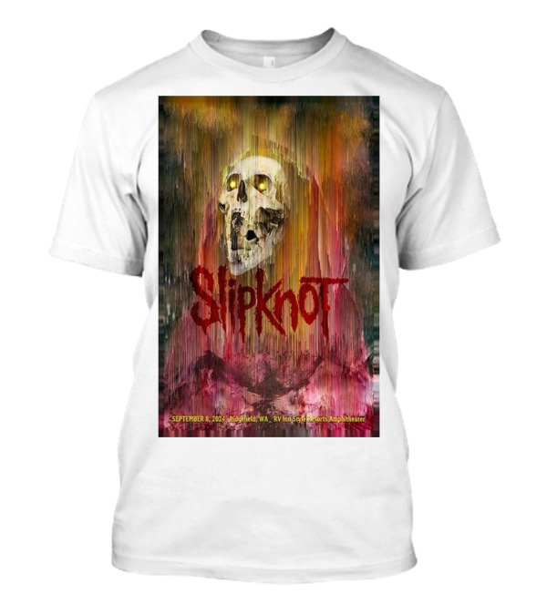 Slipknot September 8 2024 Skull Artwork Ridgefield WA RV Inn Style Resorts Amphitheater T-Shirt