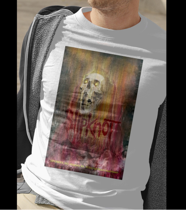 Slipknot September 8 2024 Skull Artwork Ridgefield WA RV Inn Style Resorts Amphitheater T-Shirt