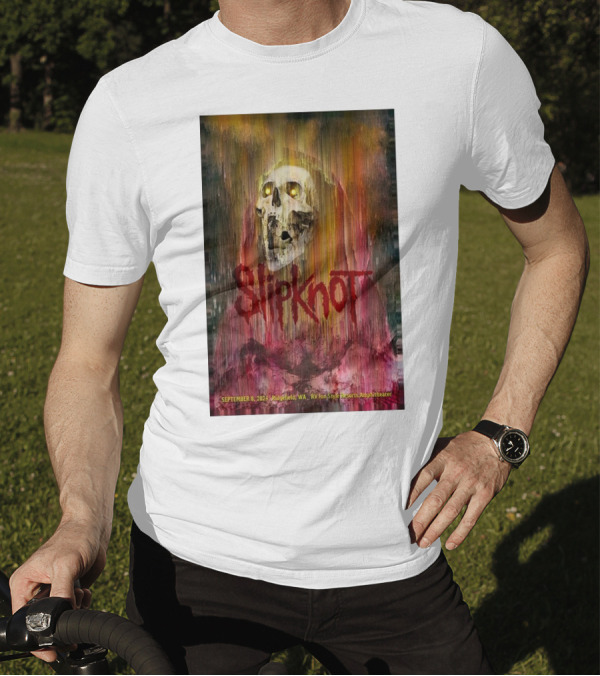 Slipknot September 8 2024 Skull Artwork Ridgefield WA RV Inn Style Resorts Amphitheater T-Shirt