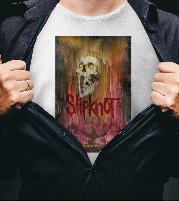 Slipknot September 8 2024 Skull Artwork Ridgefield WA RV Inn Style Resorts Amphitheater T-Shirt