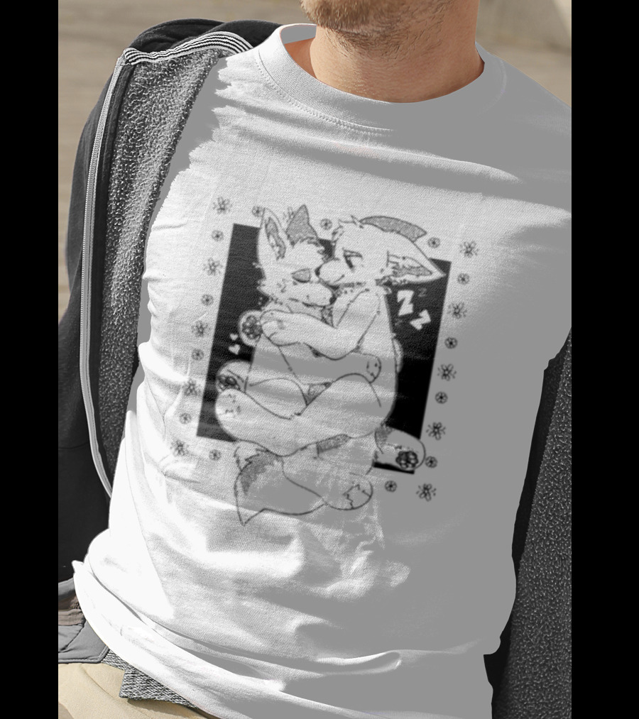 Furry Cuddling Wolves Adorable Embrace And Hearts T-Shirt