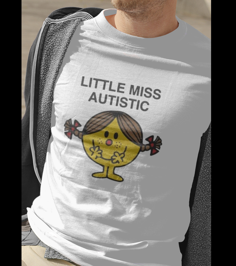 Little Miss Autistic Character With Pigtails And Yellow Face T-Shirt