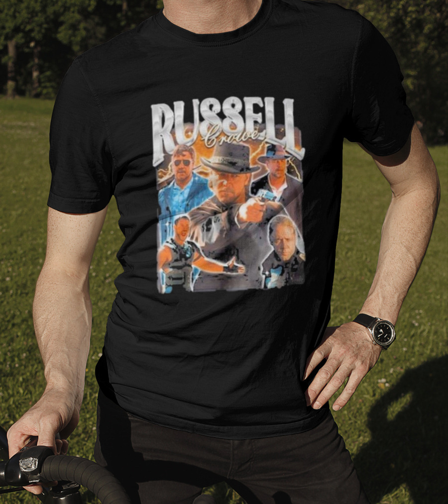 Russell Crowe Retro 90s Vintage Movie Collage T-Shirt