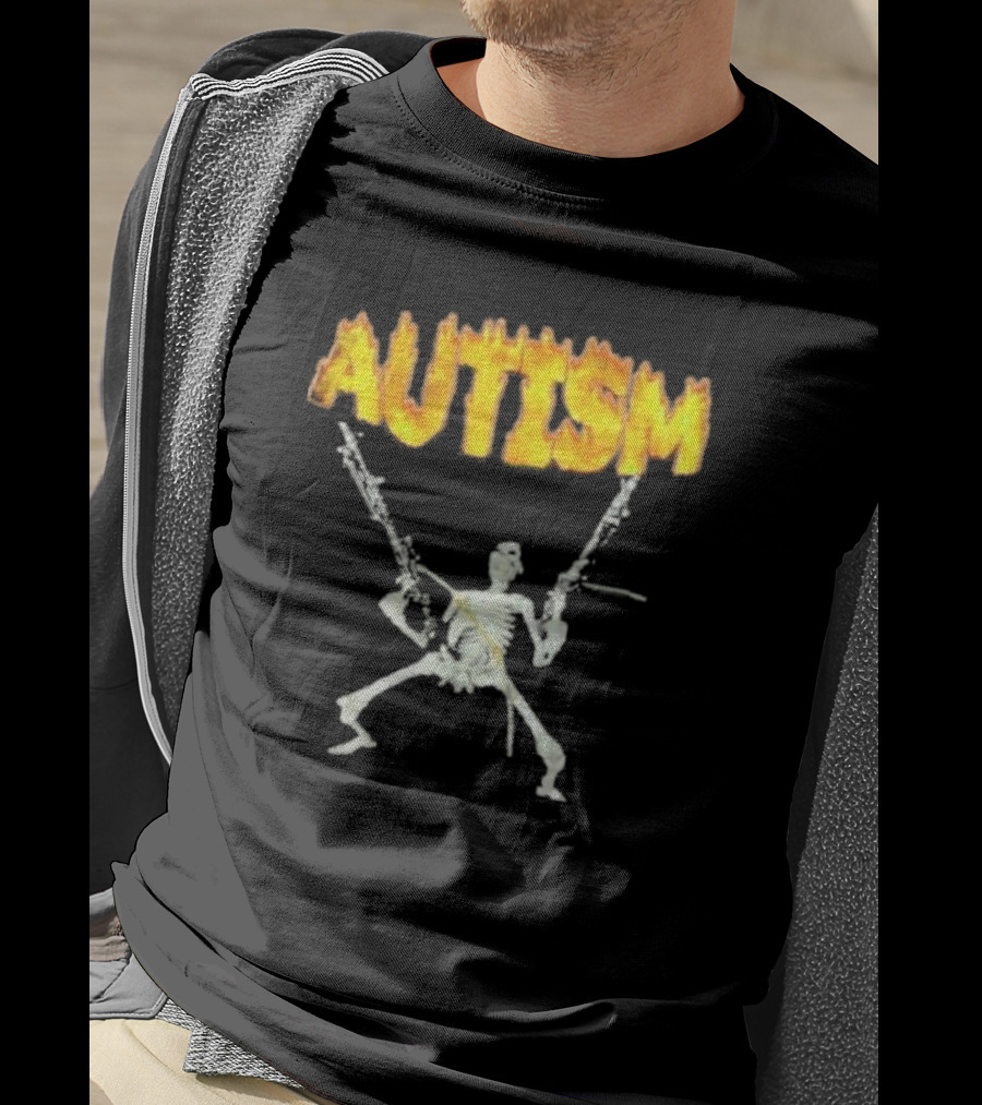 Skeleton Squad Humor And Bones Unite Autism Blaze T-Shirt