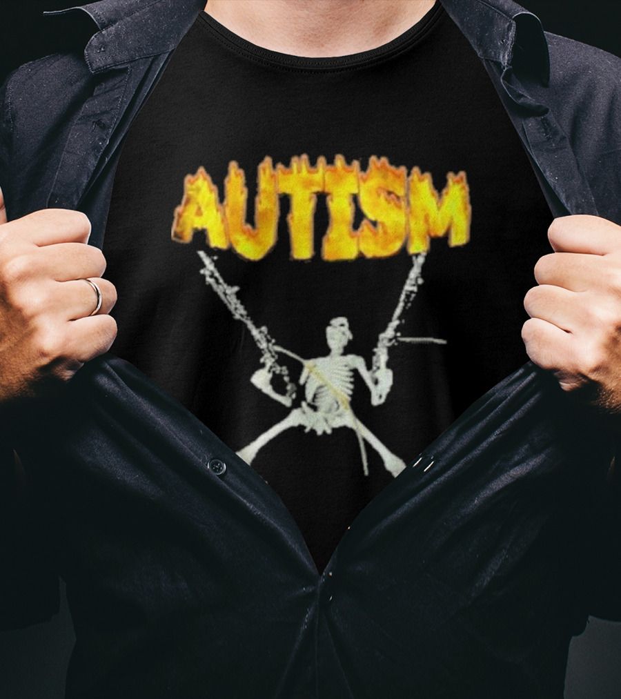 Skeleton Squad Humor And Bones Unite Autism Blaze T-Shirt