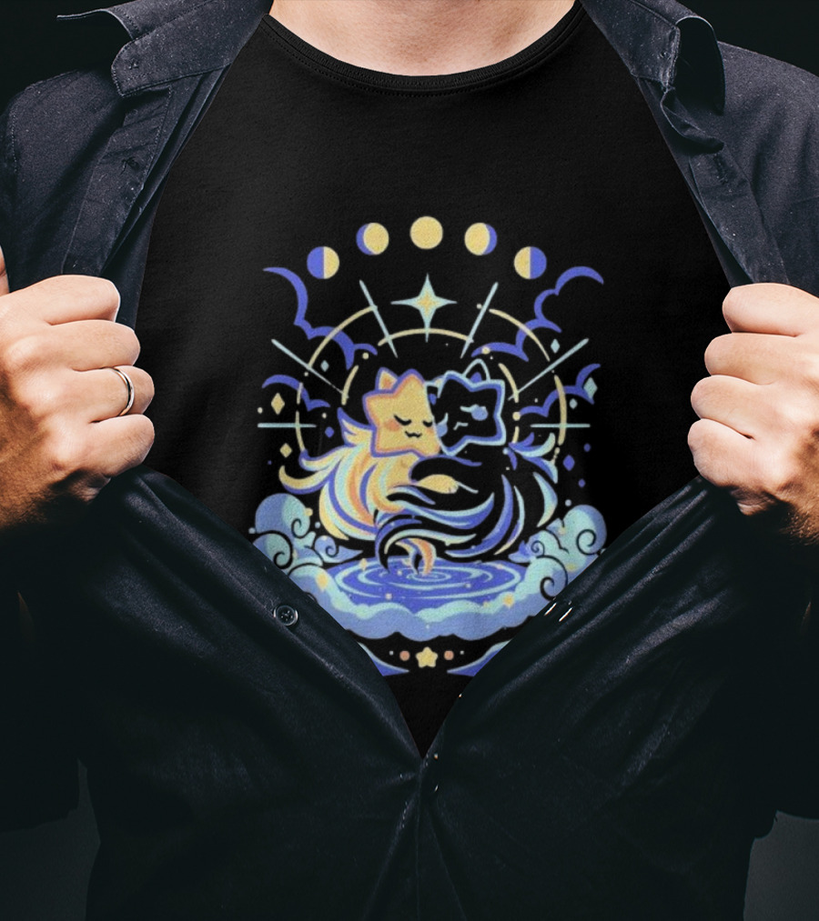 Wishing Stars Miski Celestial Phases Astral Embrace T-Shirt