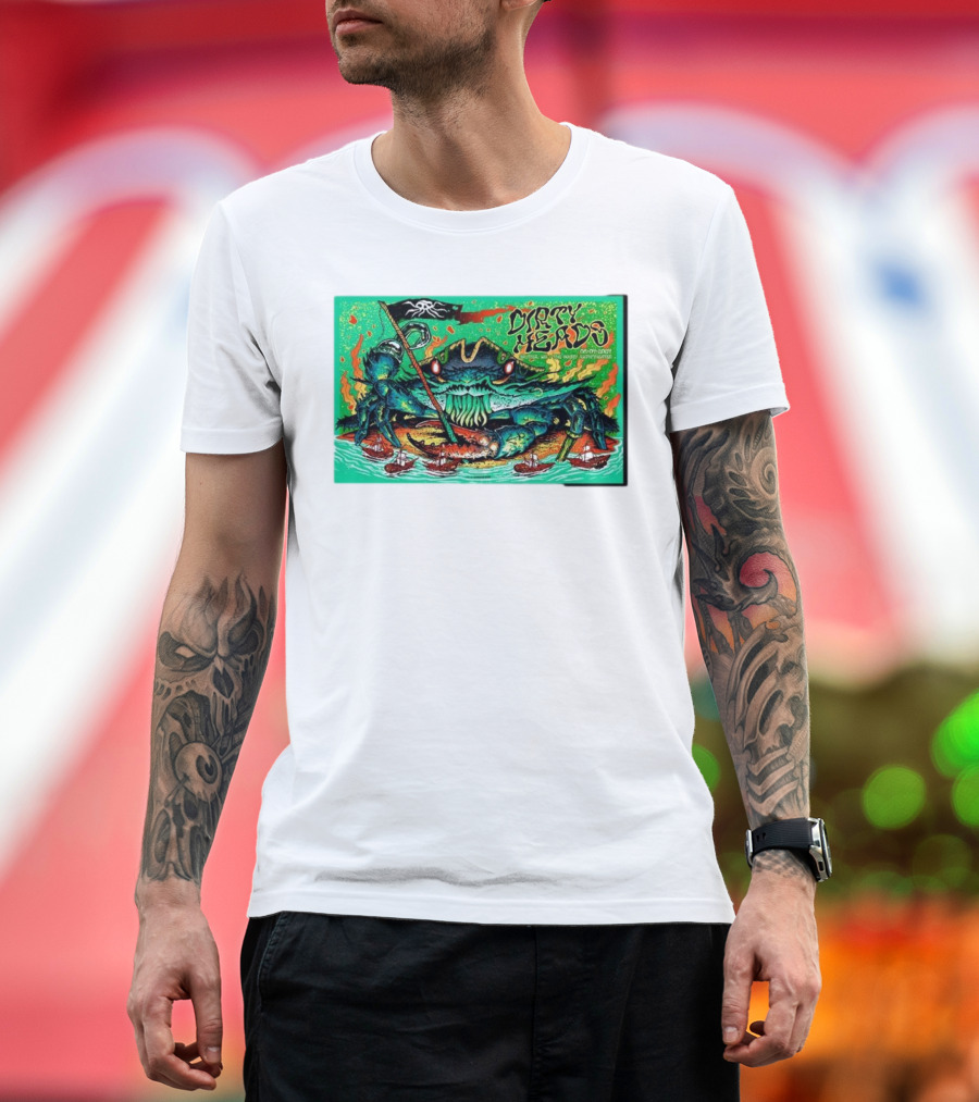 August 04 2024 Dirty Heads Gautier MS Tour Giant Crab Pirate Flag T-Shirt