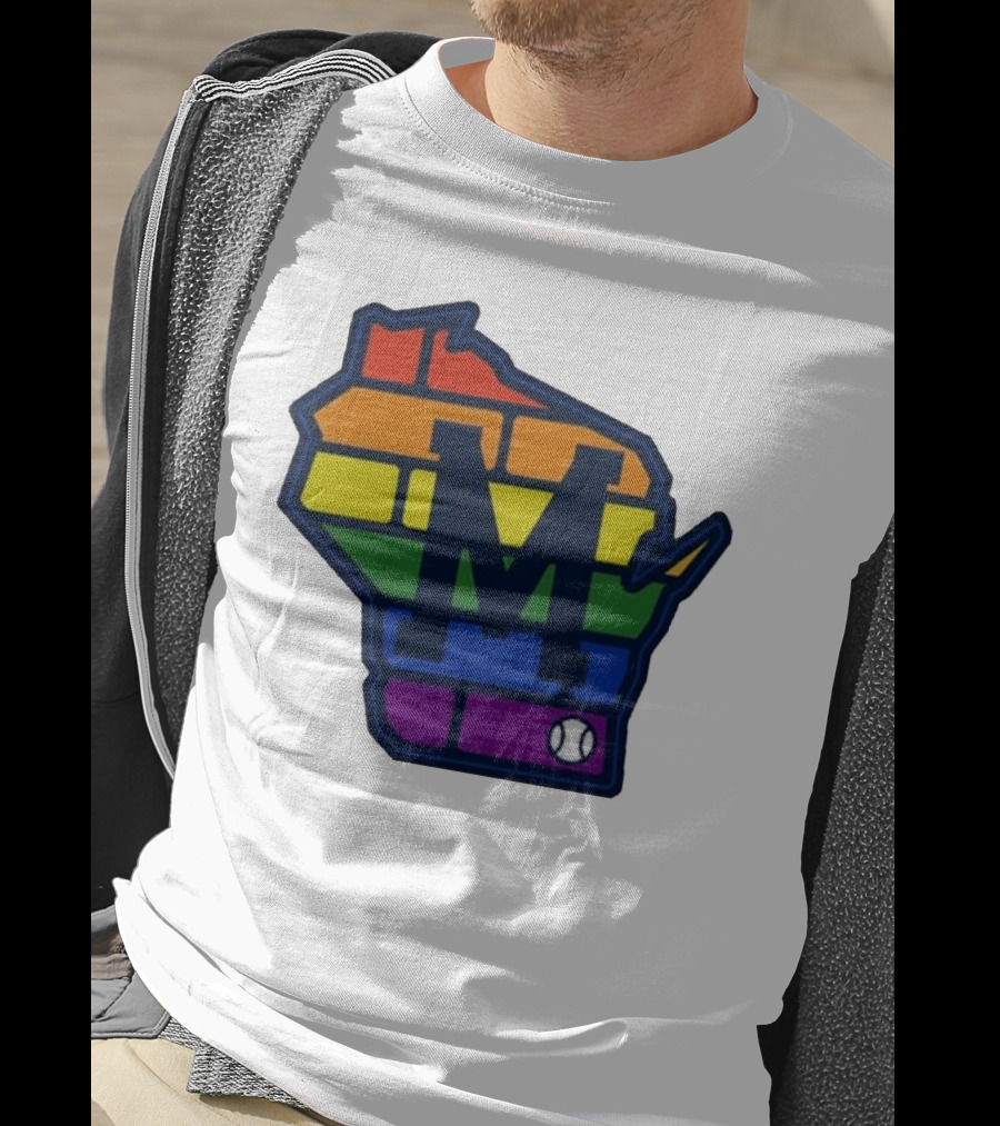 Aurora Health Care Brewers Pride Rainbow Wisconsin Baseball T-Shirt