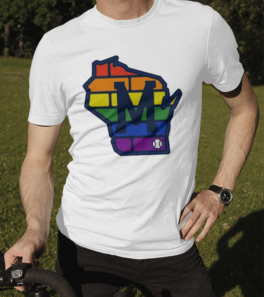 Aurora Health Care Brewers Pride Rainbow Wisconsin Baseball T-Shirt