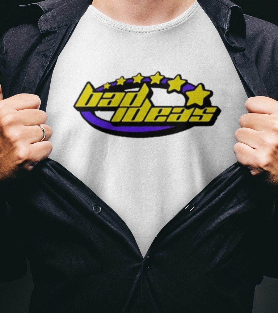 Bad Ideas Content Retro Five Stars Yellow And Purple T-Shirt