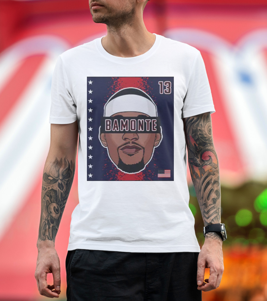 Bamonte 13 Stars and Stripes Illustration Bam Adebayo T-Shirt