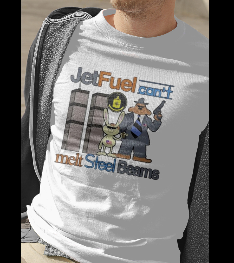 Barely Legal Clothing Jet Fuel Can’t Melt Steel Beams Sam And Max CIA Twin Towers T-Shirt